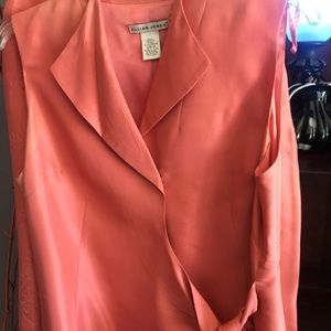 Salmon summer silk pantsuit